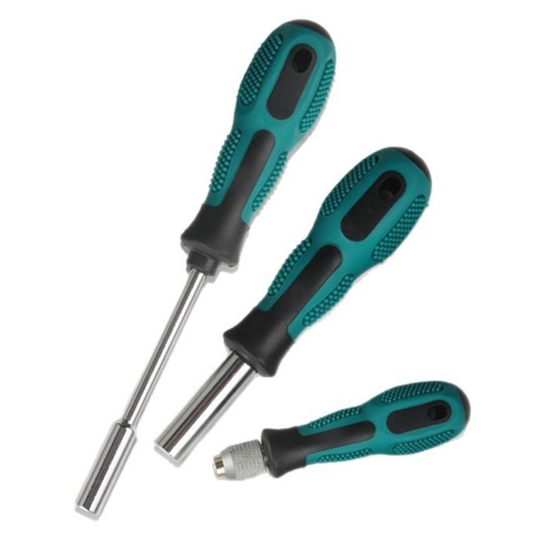 Portable 3 Piece 1/4" Hex Bit Holder Handle Set for Efficient Maintenance Tasks gallery