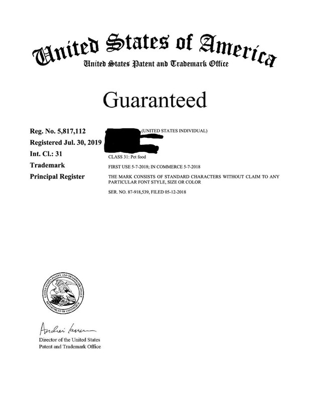 Registered Trademark for sale – USPTO CLASS 31: Pet food