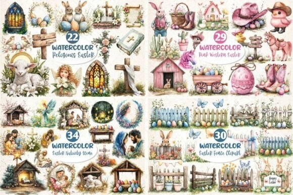 Happy Easter Clipart Huge Bundle gallery