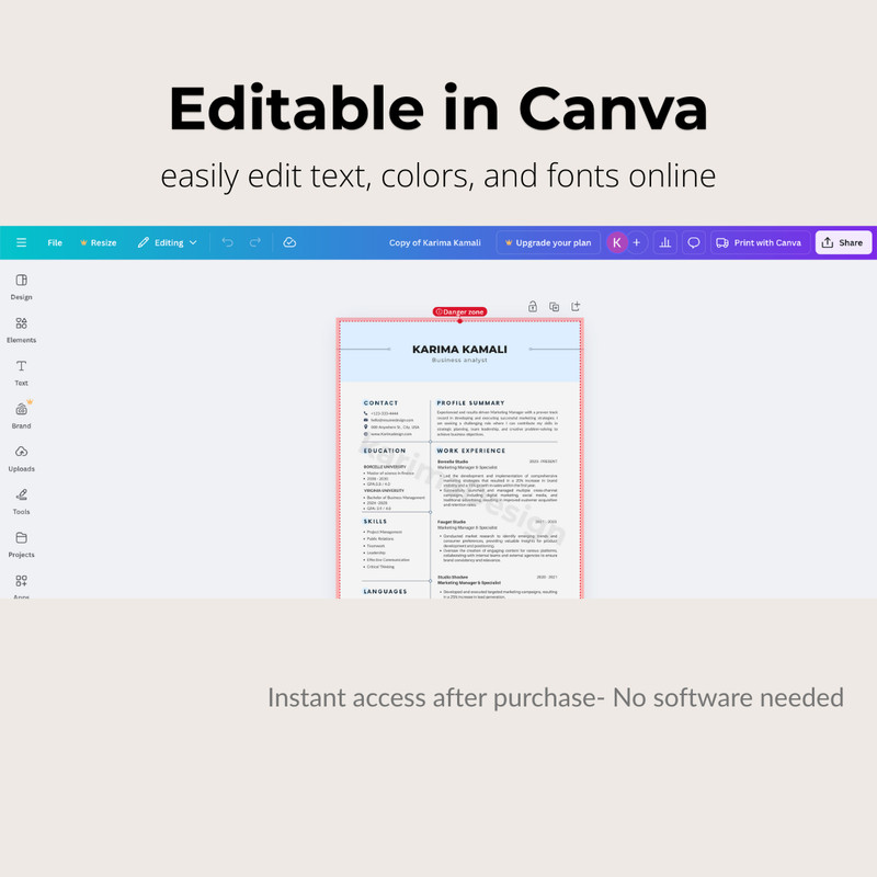 Editable Canva Resume Template | Modern Professional CV | Instant Download gallery