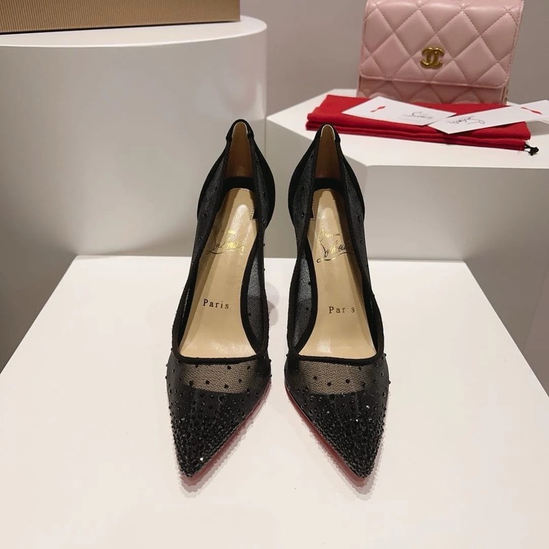 Follies Strass 100 mm Pumps - Mesh and strass - Black gallery