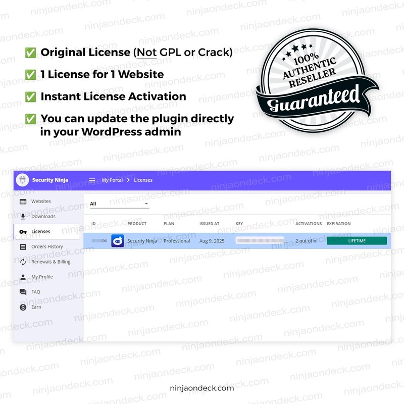 🥷 WP Security Ninja Official License Activation ‒ Lifetime / Yearly gallery