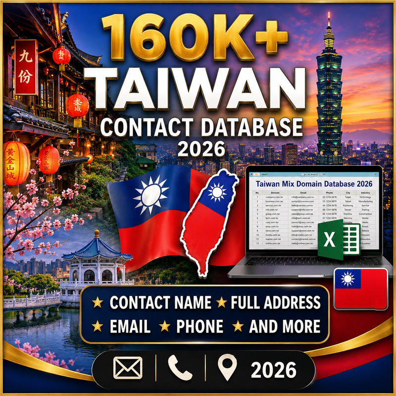 160K TAIWAN Email Database list 2026 | Contact Leads (Digital Download)