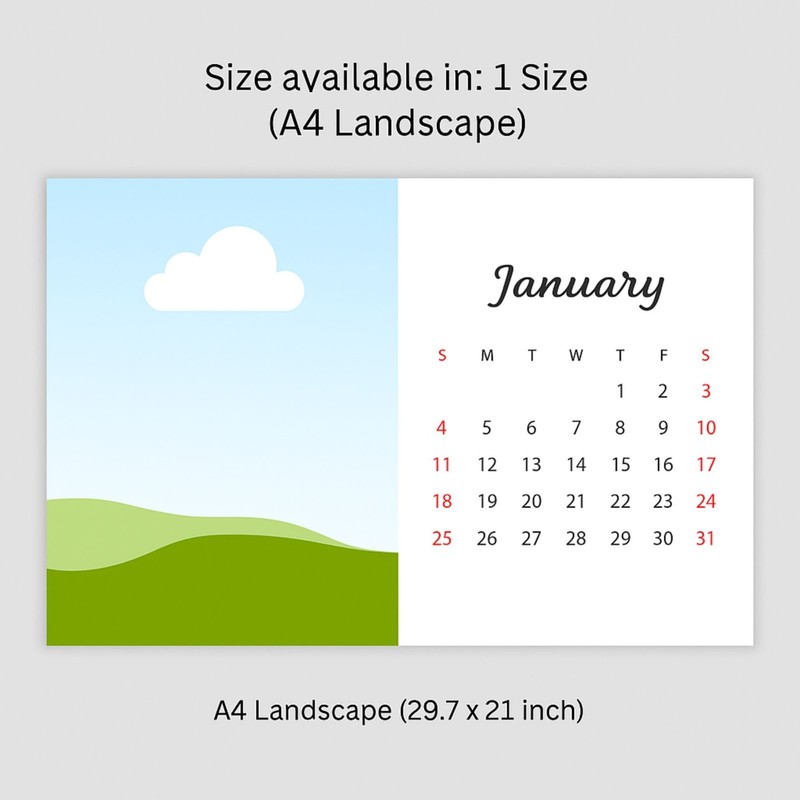 Canva 2026 Calendar Template Editable, Minimal Calendar Mockup, Printable Desk gallery