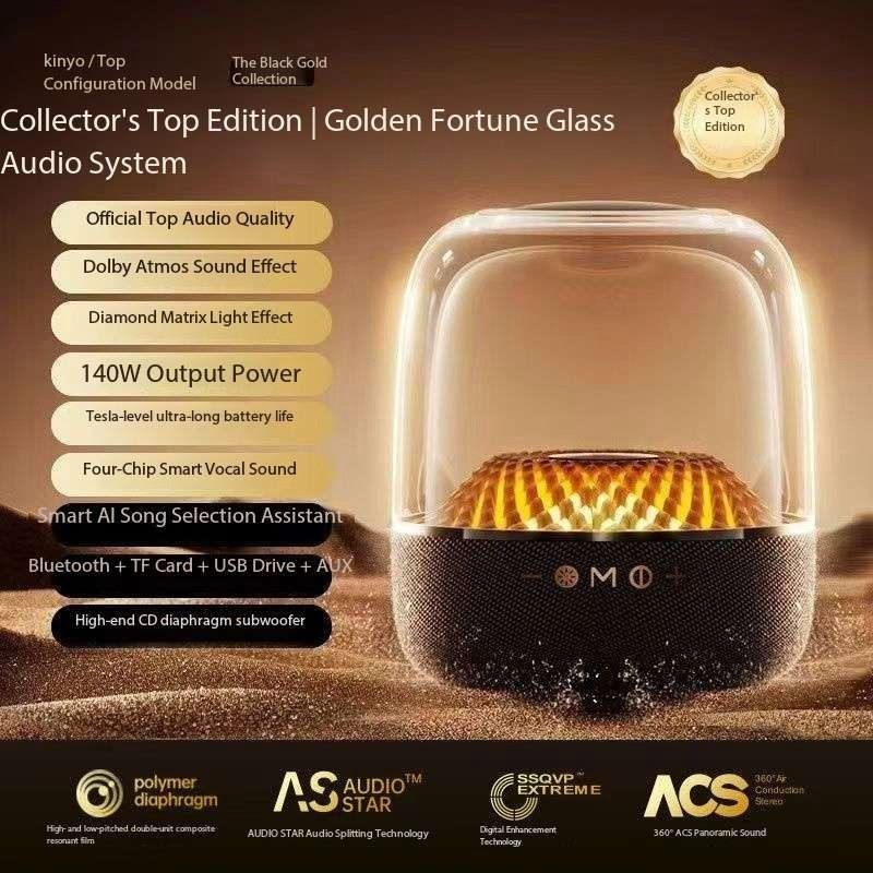 Jinyun LP90 Bluetooth Speaker Microphone Glass Audio Wireless