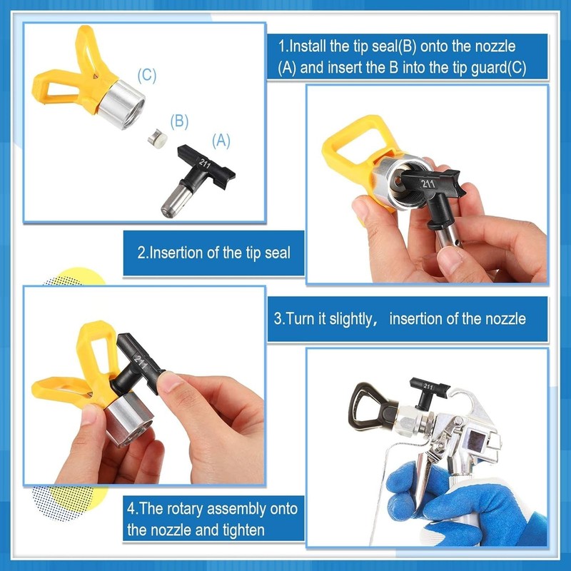 10 Pcs Reversible Airless Spray Tips Set 109 209 211 311 315 415 417 515 517 ... gallery