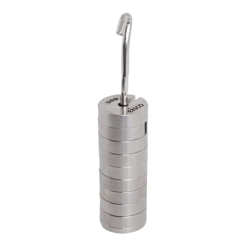 Slotted Mass Set with Hanger – Stainless Steel – 9 Weights Totaling 500G – Eisc