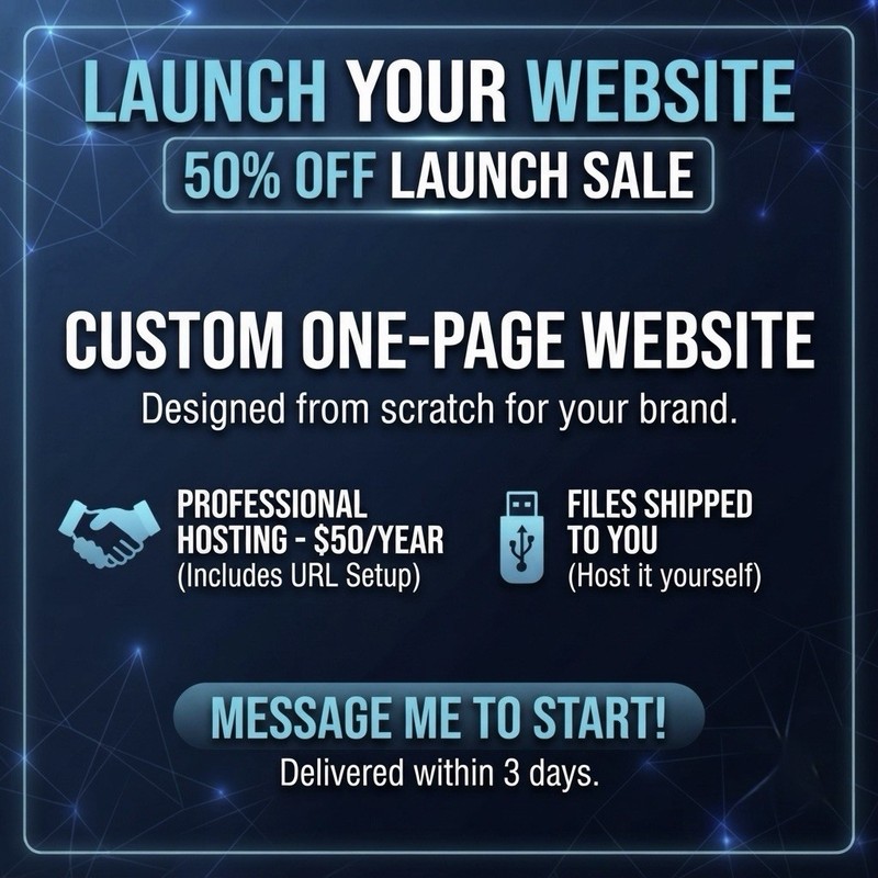Custom 1-Page Business Website Design | 50% OFF Launch Sale | 3-Day Turnaround!!