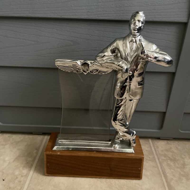 Rare Vintage Silver Man Salesman Business Advertising Store Display Stand gallery