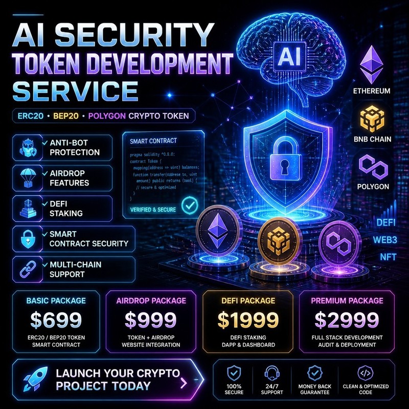 Advanced AI Security Token Creation for ERC20, BEP20, and Polygon Networks