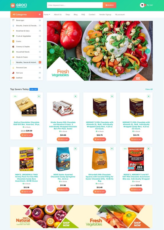 Groceries Store Affiliate /Drop Shipping eCommerce Website + Free Hosting
