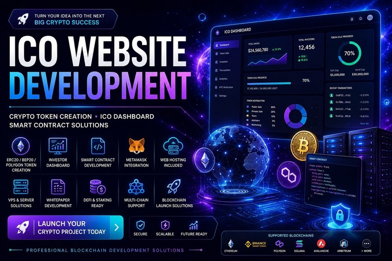 End-to-End ICO Platform – Custom Token Creation, ICO Website & Secure Hosting