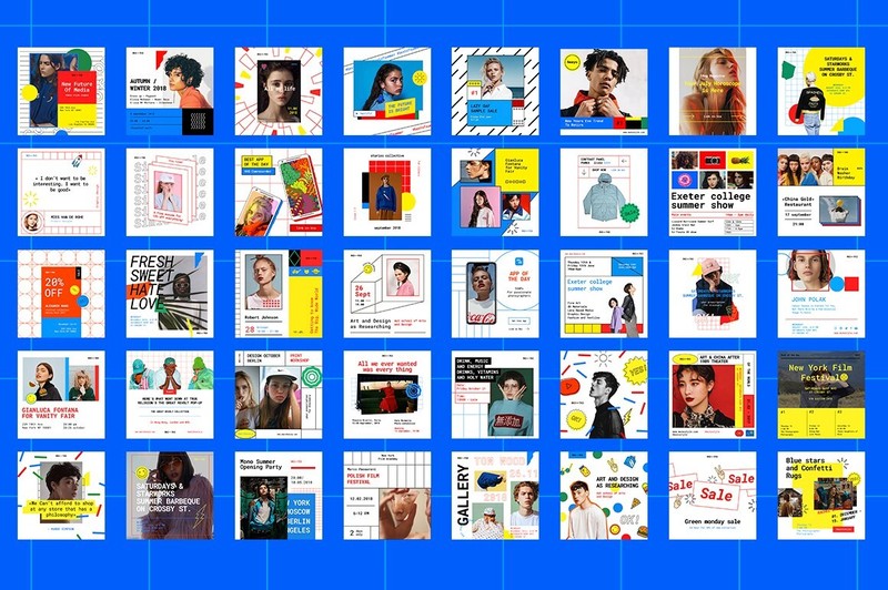 Social Media Post Templates Kit 40 PSD 3 Color Schemes & 30 Stories Bundle gallery