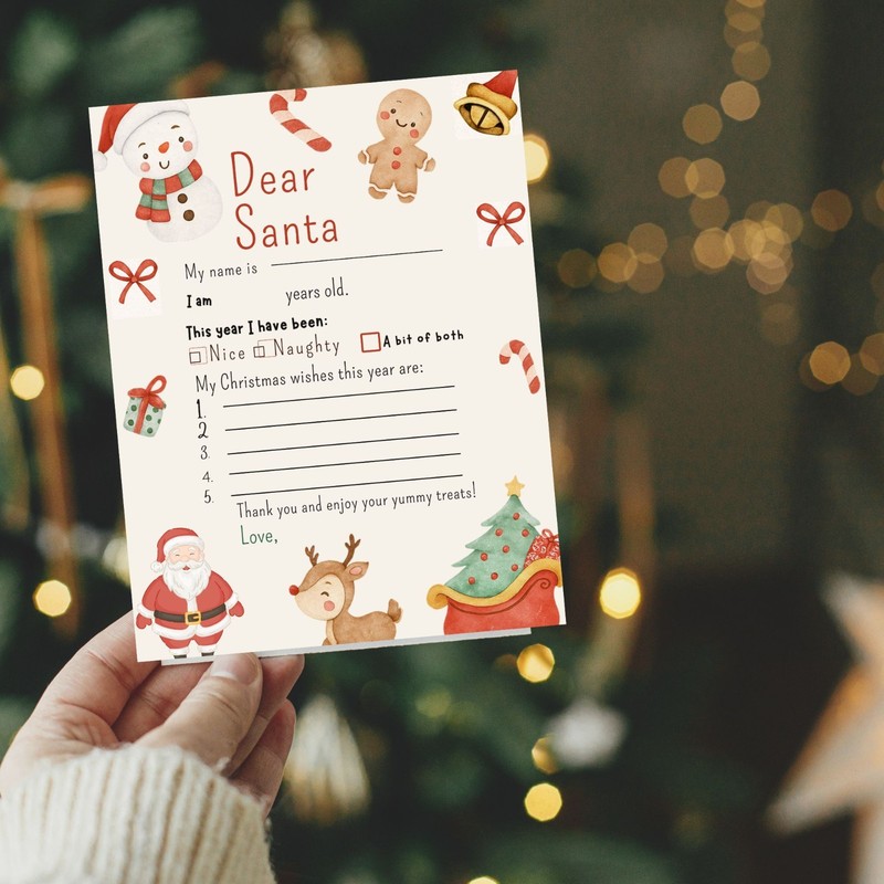 Letter To Santa Printable Easy To Print Letter To Santa Letter Instant Download