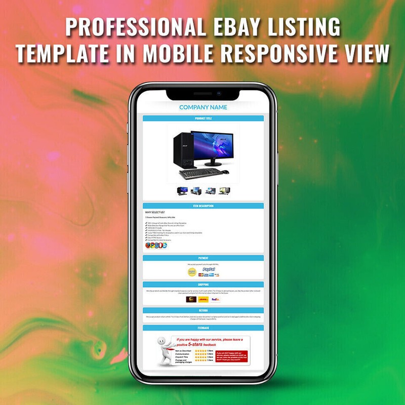 Ebay Templates Listing Auction Professional Responsive Mobile Design HTML 2019 gallery