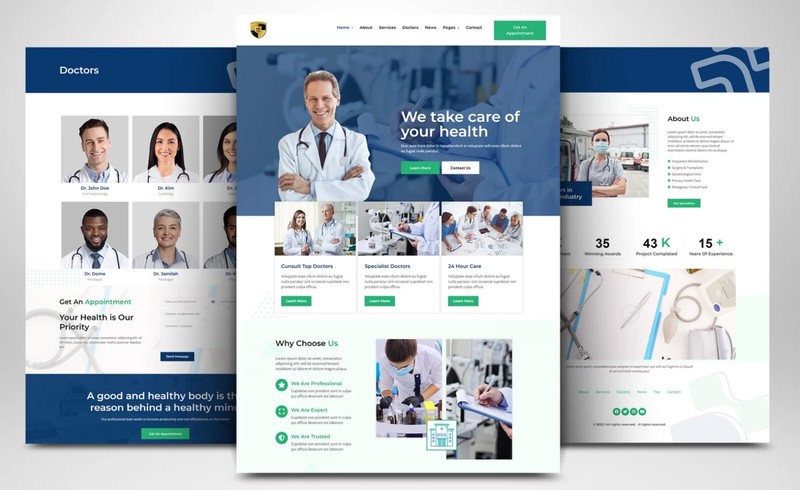 CUSTOM PROFESSIONAL WEBSITE FOR DOCTORS, CLINICS, MEDICAL SERVICES & HEALTHCARE