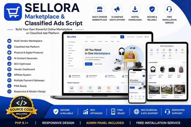 Sellora – PHP Classified Ads Marketplace | Multi Vendor eCommerce Platform