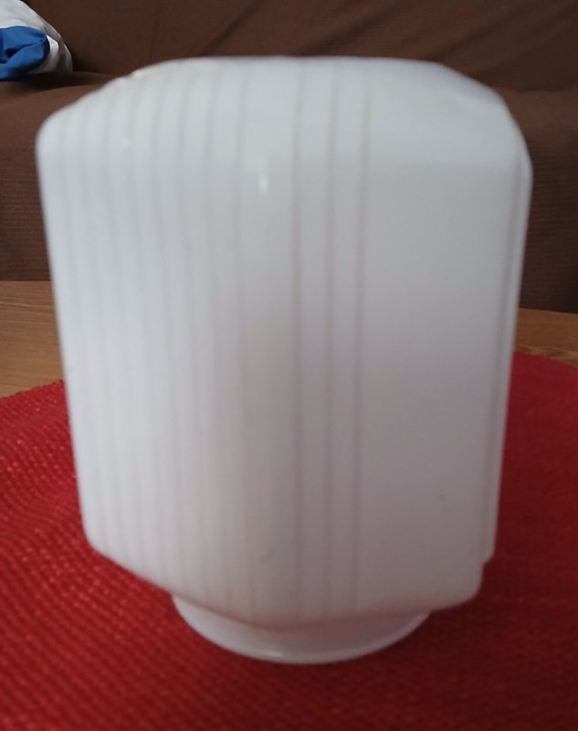 VINTAGE Glass Light Globe Shade Art Deco 5.5" White Milk Beaded w/ 3" Fitter MCM gallery