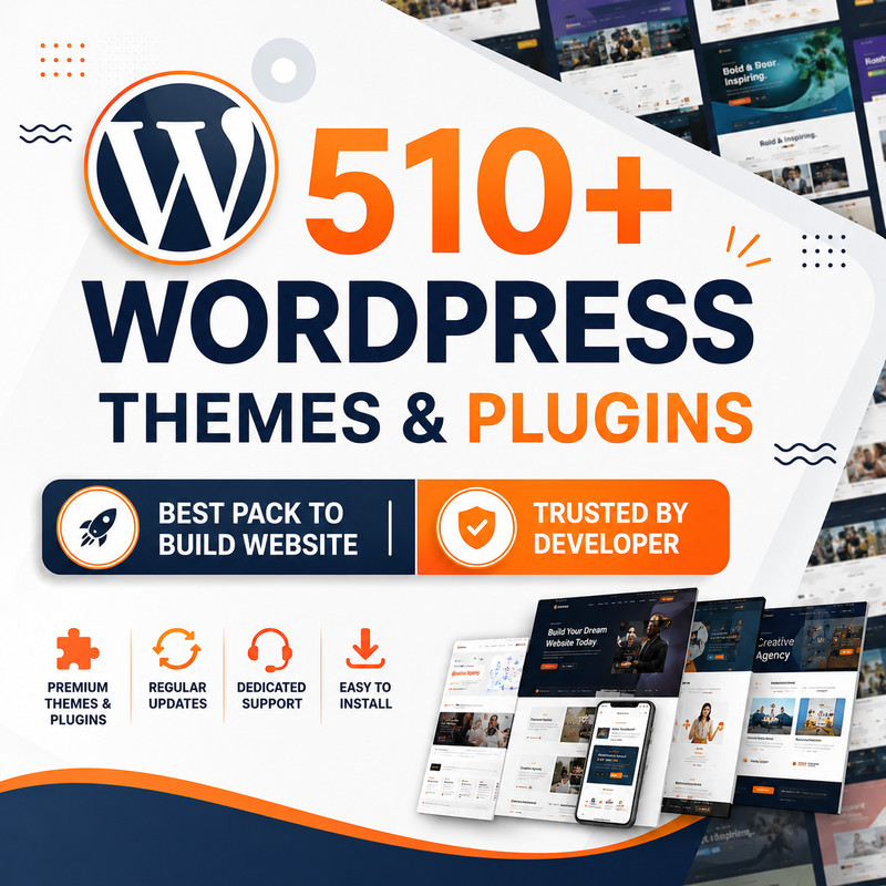 510+ Premium WordPress Themes & Plugins Bundle Elementor WooCommerce Templates