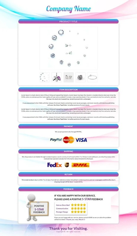 eBay Mobile Responsive eBay Listing Template Auction Template