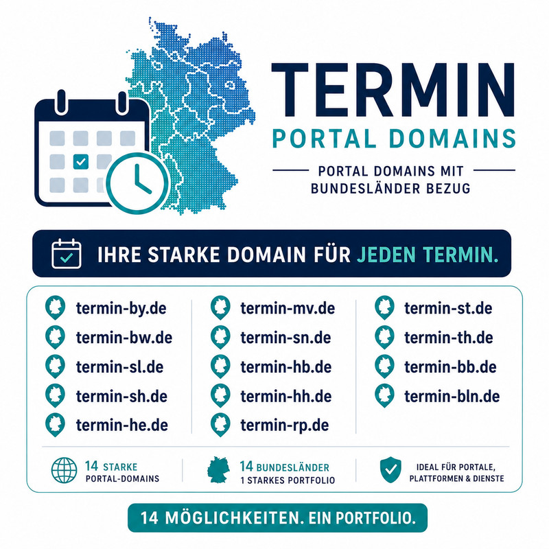 14 Term DE Domains Portfolio Germany SEO Portal – States – Booking