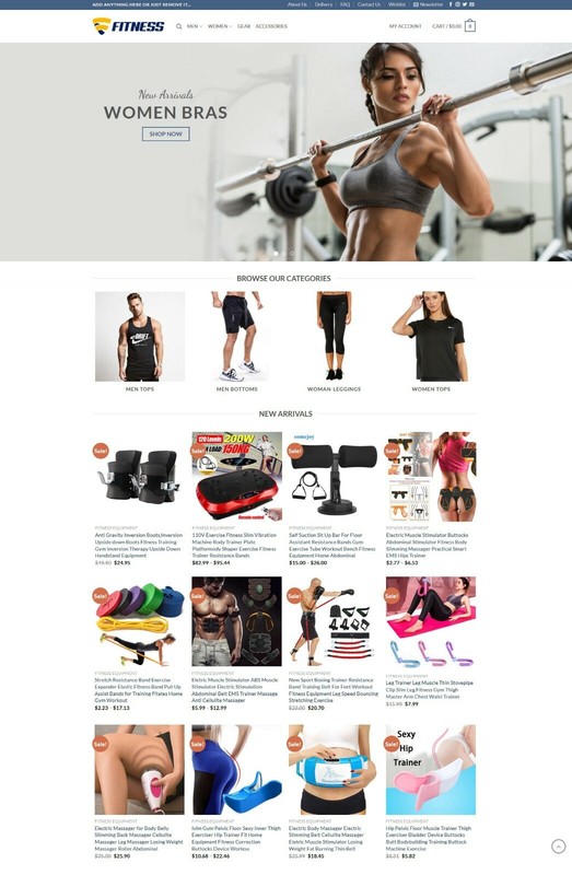 Fitness Gear Accessories Store, Drop Shipping Website + Free Hosting with SSL