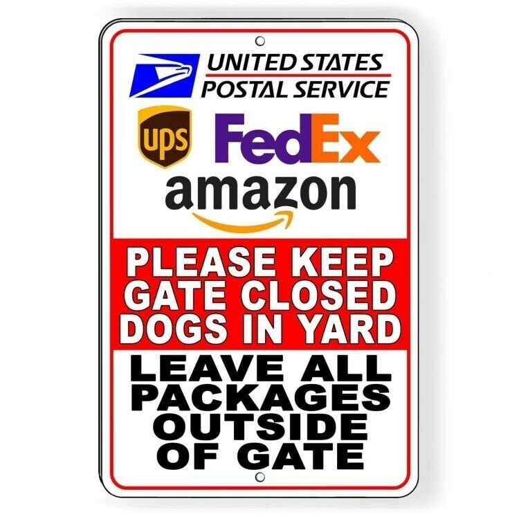 Keep Gate Closed Dogs In Yard Leave Packages Outside Of Gate Sign / Decal I098