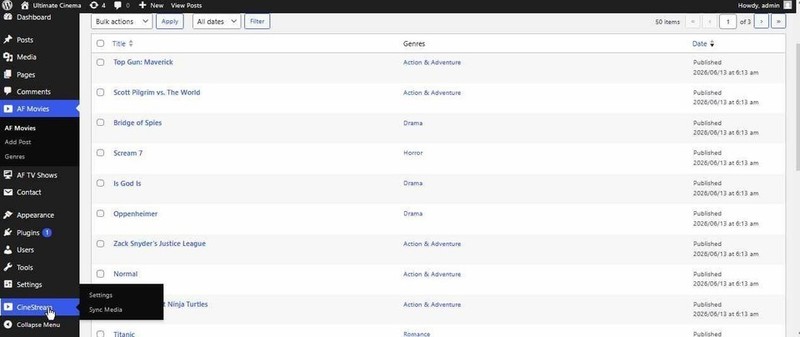 Automated Movie & TV Database WordPress Plugin - CineStream Media Affiliate gallery
