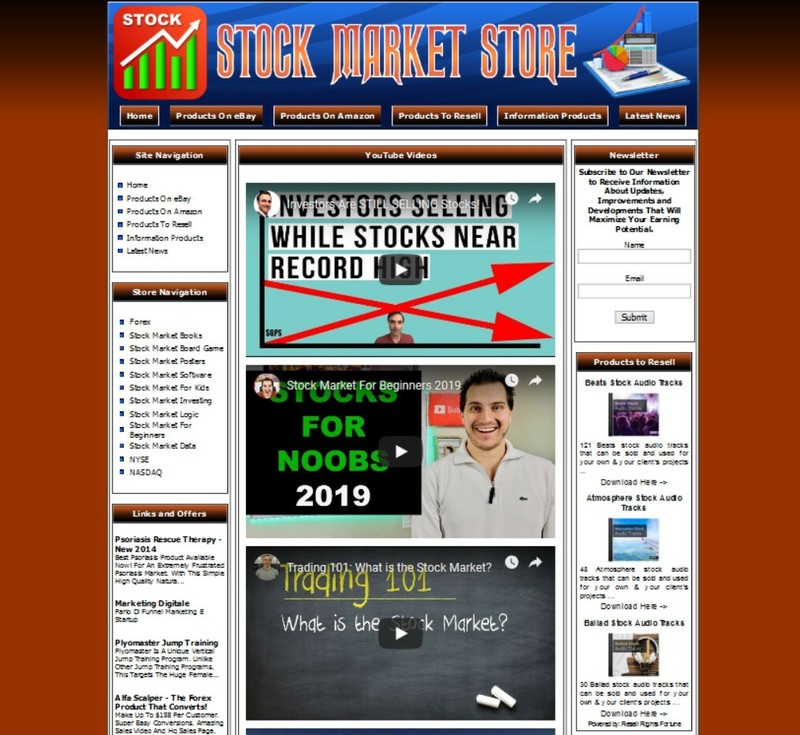 STOCK MARKET STORE BUSINESS WEBSITE FOR SALE. AMAZON STORE, GOOGLE ADSENSE.