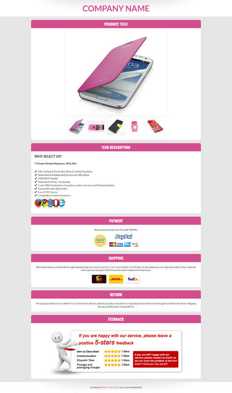 eBay Mobile Responsive Template Auction Listing Professional 2019 Design HTML