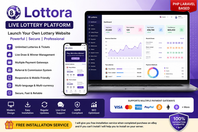 Lottora – Live Lottery Platform | Lottery PHP Website Solution | Laravel Admin
