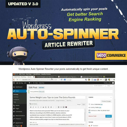 WordPress Auto Spinner V 3.17.0 Articles Post Rewriter Plugin Theme Blog GPL gallery