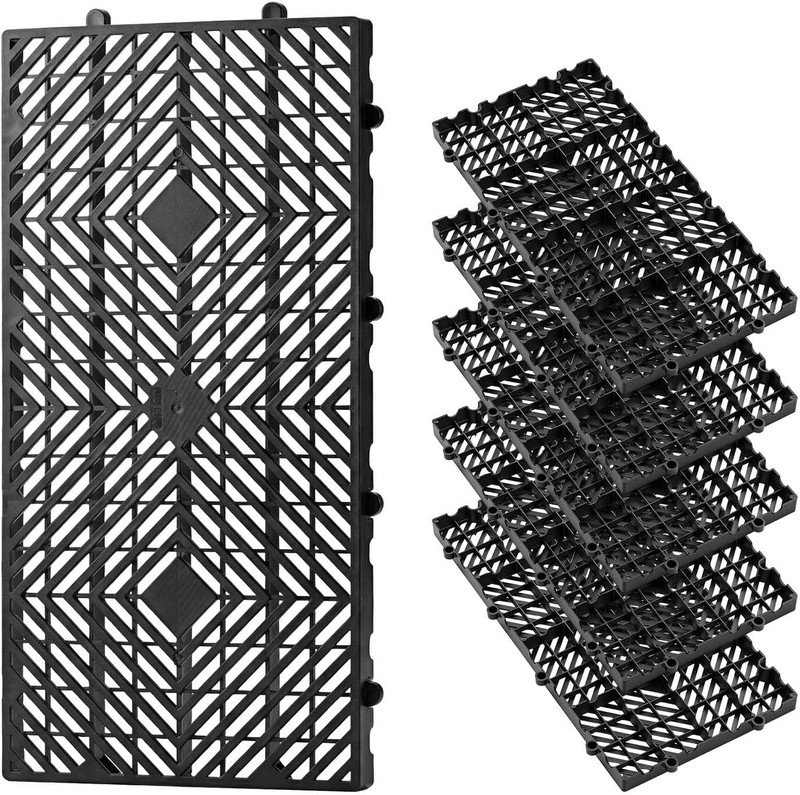 VEVOR Plastic Pallets 6 Pcs Nestable Storage Pad 23.6x11.8x1.2 Black Waterproof