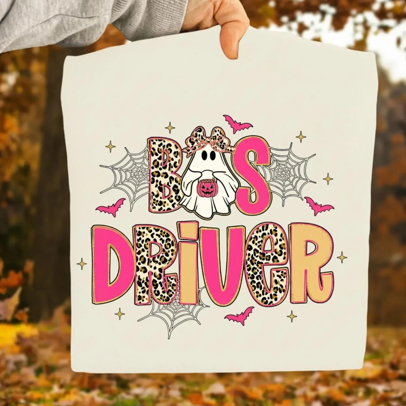 Spooky Teacher Halloween PNG: School Bus Driver, Leopard Ghost (Digital Download gallery