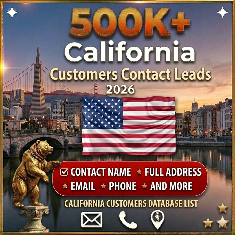 500K CALIFORNIA USA Customers email Database B2C Contact Leads – Excel file 2026 gallery