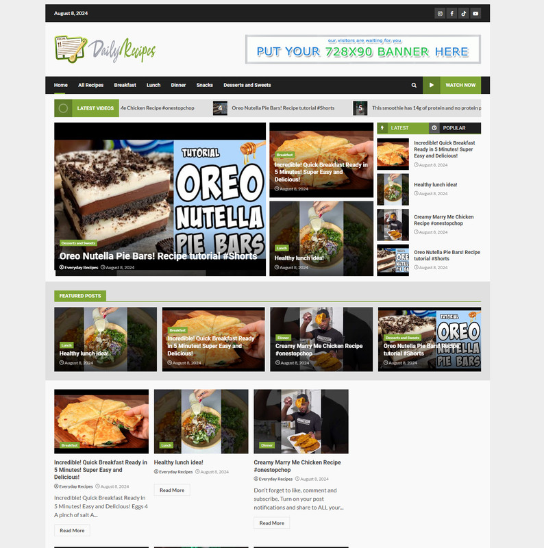 Fully Automated Recipes Video Website