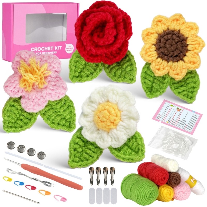 DIY Crochet Starter Kits Including Crochet Hook Yarn Balls Needle Instruction