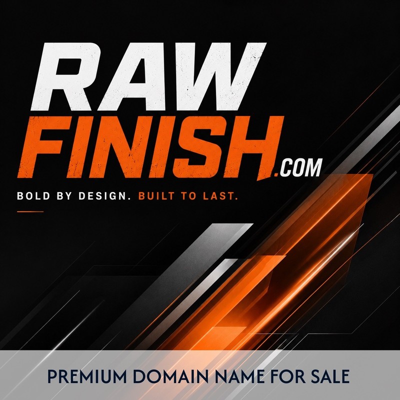 RawFinish .COM Studio Create Fitness Apparel Brandable Domain Name For Sale.