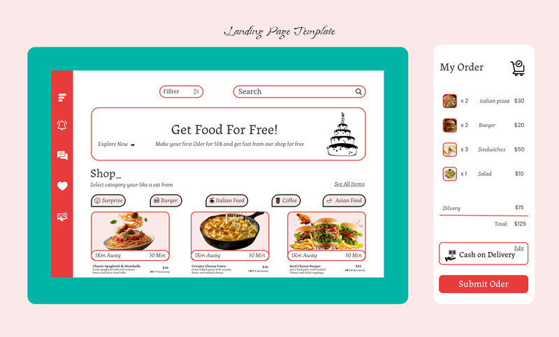 Food Ordering Landing Page Template | Restaurant Website Design | Online Deliver