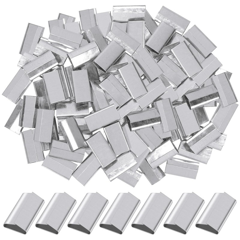 100 Pcs 3/4" Strapping Closed Seals Galvanized Steel Banding Clips for Packaging gallery