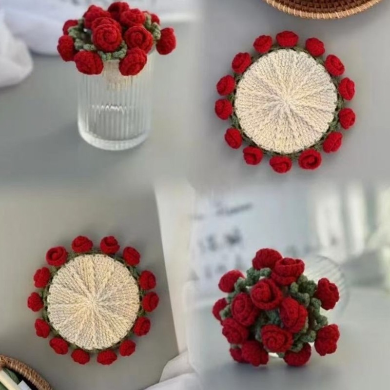 Rose Bouquet Crochet Coaster Kits Flower Coaster Crochet Kits Home Decoration gallery