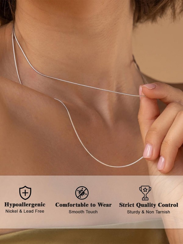 FOCALOOK Snake Chain Necklace, 1/1.2/1.5/2mm 14K Gold Plated Womens Chains | ... gallery