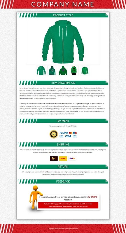 eBay Templates, Auction Mobile Responsive html Templates 2026 Ready for Cloths