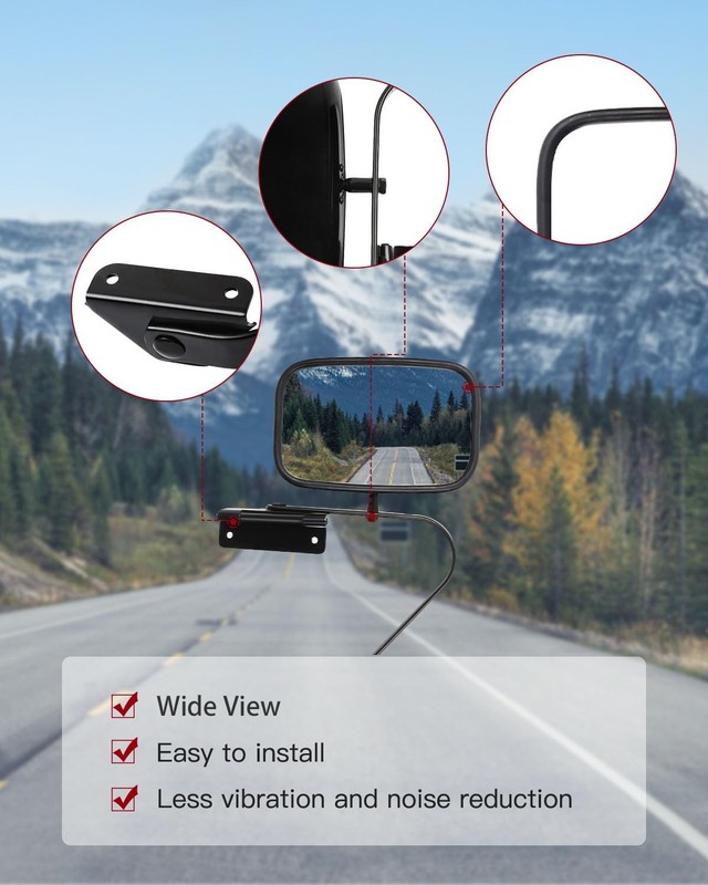 Black Pair Side Mirror Manual Fold Non-Heated 1980-1996 Ford F150 F250 Bronco gallery
