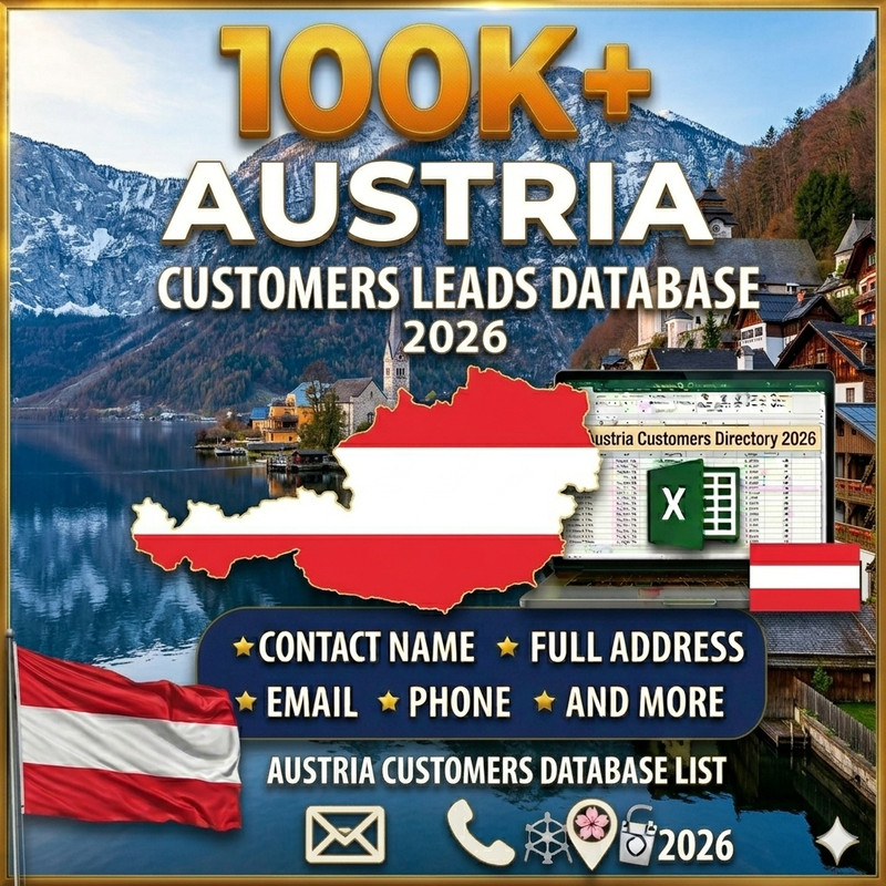 100K AUSTRIA Customers Email Database | B2C Contact Leads | Excel CSV