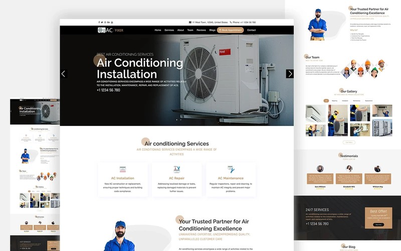Air Conditioning Service Website Template – Aica AC Repair HTML5 Landing Page