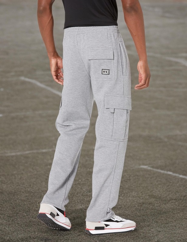 DREAM USA Men's Heavyweight Fleece Cargo Sweatpants Large Grey gallery
