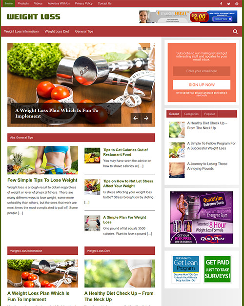 Weight Loss Niche Website Blog WordPress | Amazon Clickbank Business For Sale