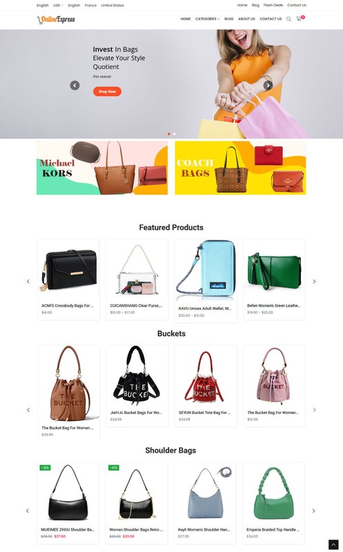 Women’s Bags Store, Amazon / eBay Affiliate / Drop Ship Website + Free Hosting