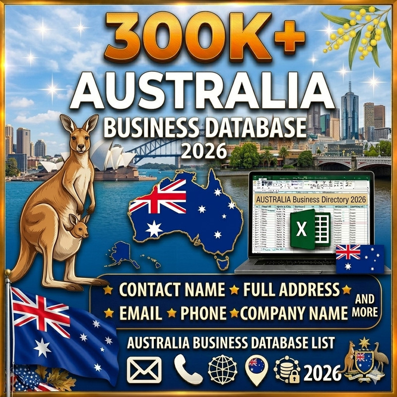 300K AUSTRALIA Business Email DATABASE– B2B Contacts Leads – Instant Download